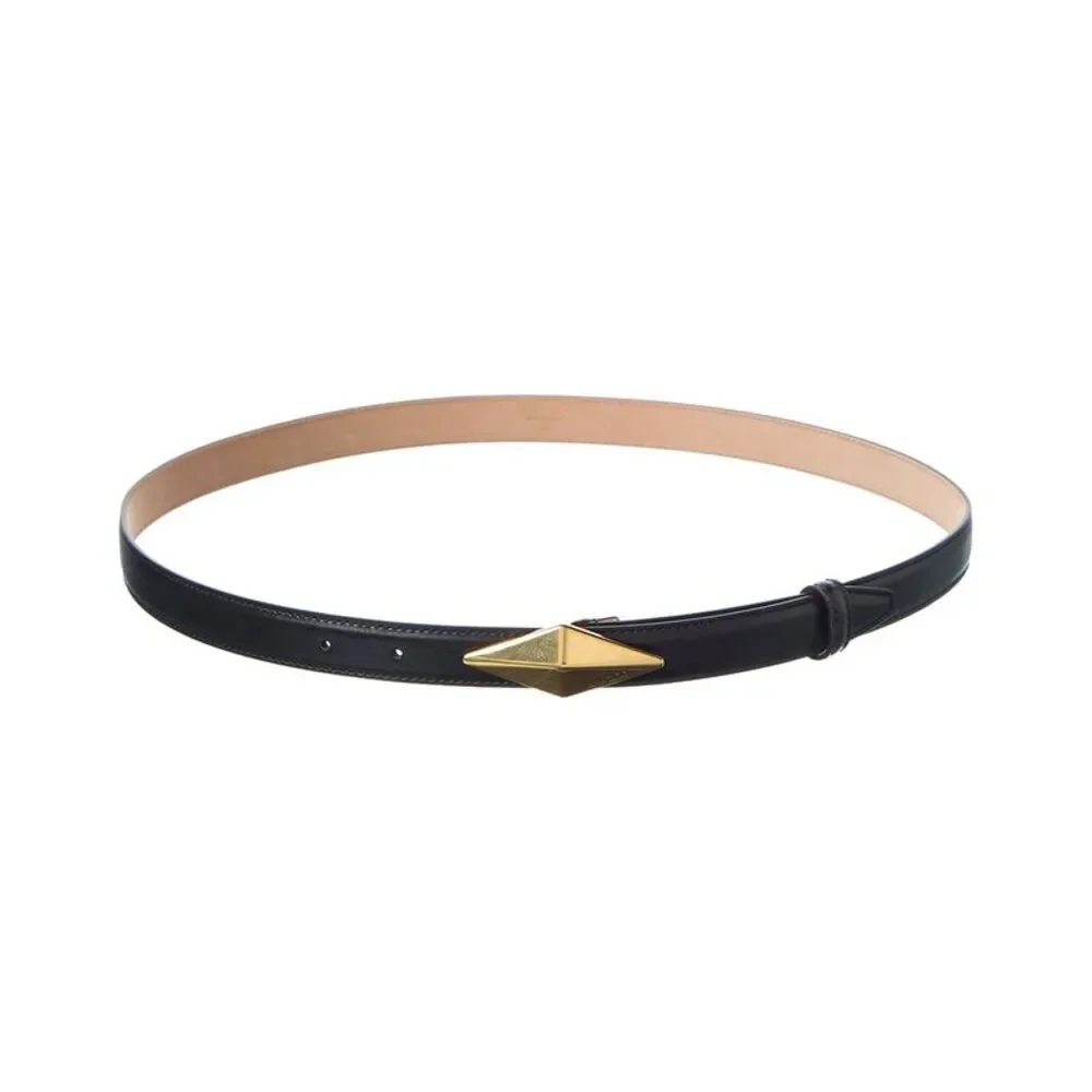 Jimmy Choo Diamond Clasp Leather Belt, Black